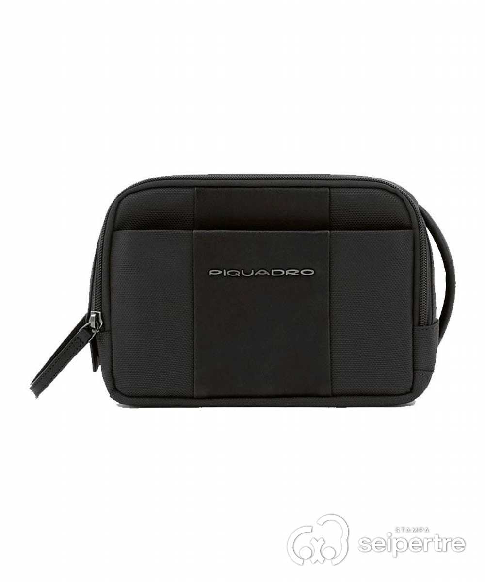 BEAUTY CASE UOMO INTESSUTO RICICLATO E PELLE PIQUADRO